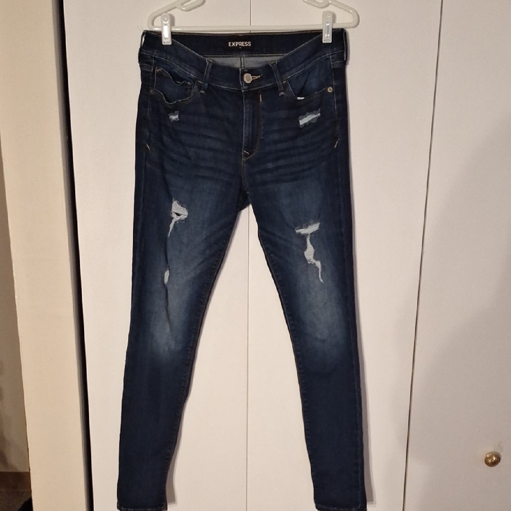Express Women's Dark Blue Skinny Jeans